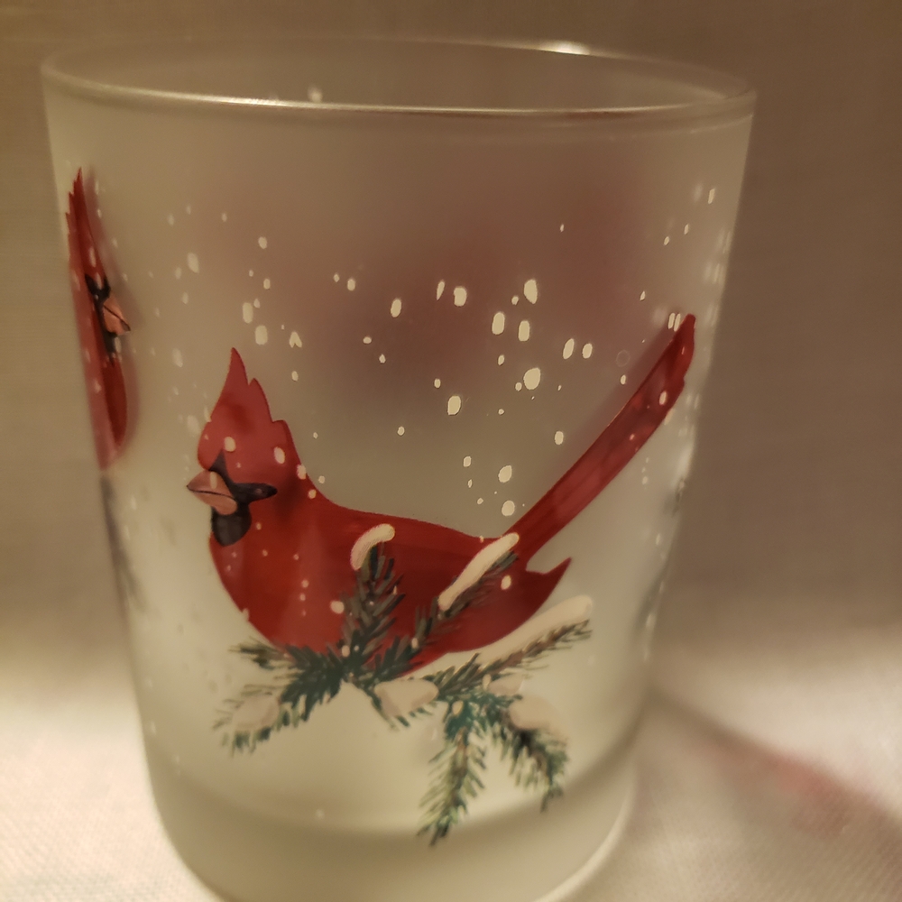 Culver Holiday Decorated Frosted Double Old Fashioned Tumbler Glass